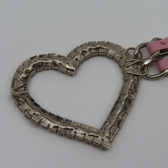 Y2K Womens One Size OSFM Silver Tone Metal Rhinestone Heart Chain Waist Belt main image 10